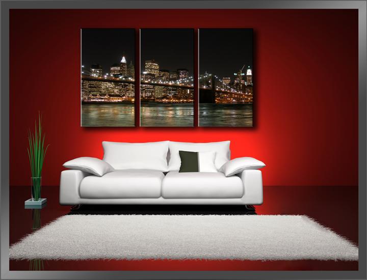 Leinwandbild New York 150x90 cm - 3-teiliges Wandbild Set – Ansicht 2
