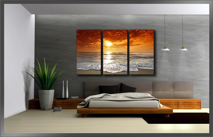 Strand Leinwandbild 150x90cm - 3teilig mit Echtholzrahmen – Ansicht 3