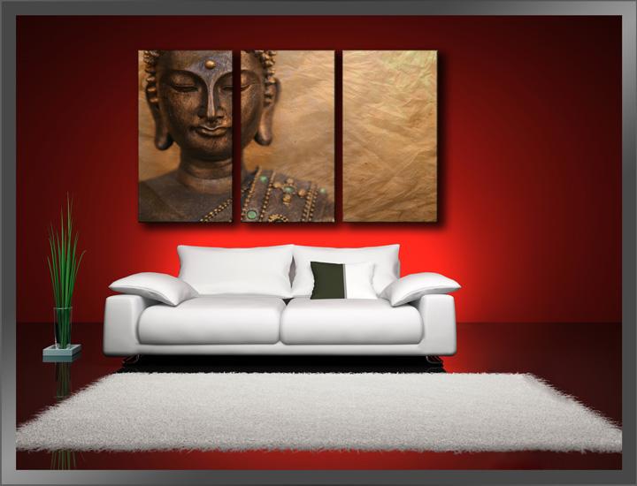 Buddha Leinwandbild 3-teilig 160x90 cm – Entspannung fürs Wohnzimmer – Ansicht 2