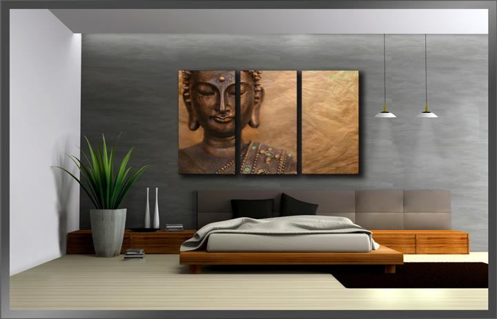 Buddha Leinwandbild 3-teilig 160x90 cm – Entspannung fürs Wohnzimmer – Ansicht 3