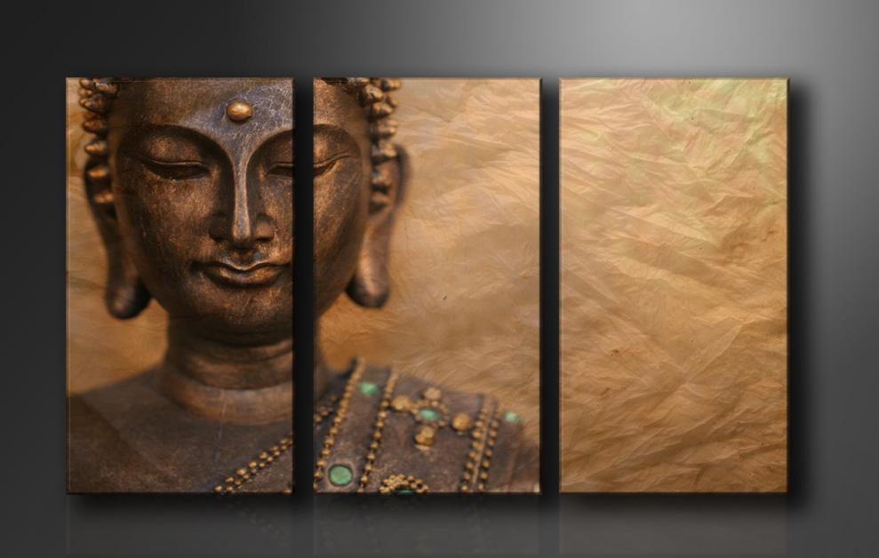 Buddha Leinwandbild 3-teilig 160x90 cm – Entspannung fürs Wohnzimmer – Ansicht 4