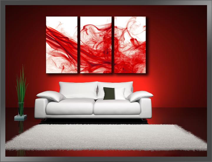 Leinwandbild Smoke - 3er Set XXL Wandbild fertig gerahmt – Ansicht 2