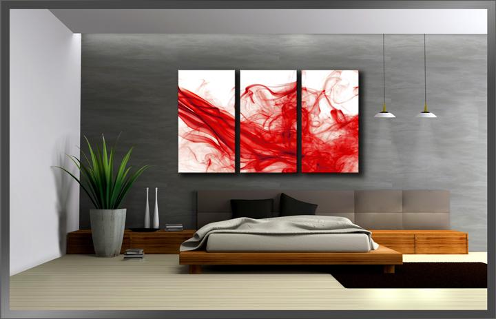 Leinwandbild Smoke - 3er Set XXL Wandbild fertig gerahmt – Ansicht 3