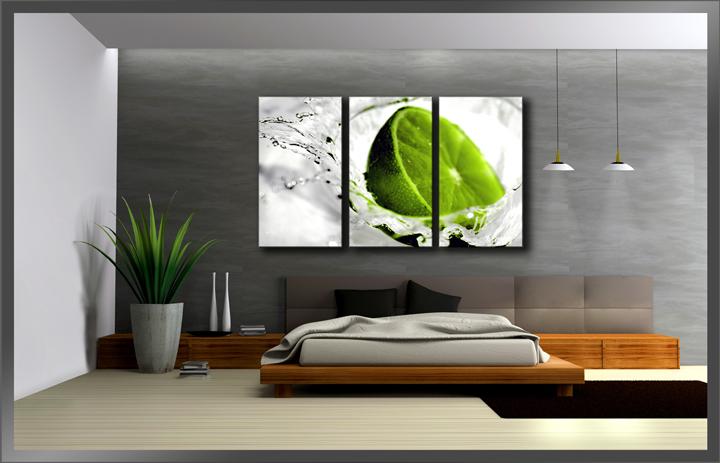 Leinwandbild Lime grün XXL – 160cm Wandbild fertig gerahmt – Ansicht 3