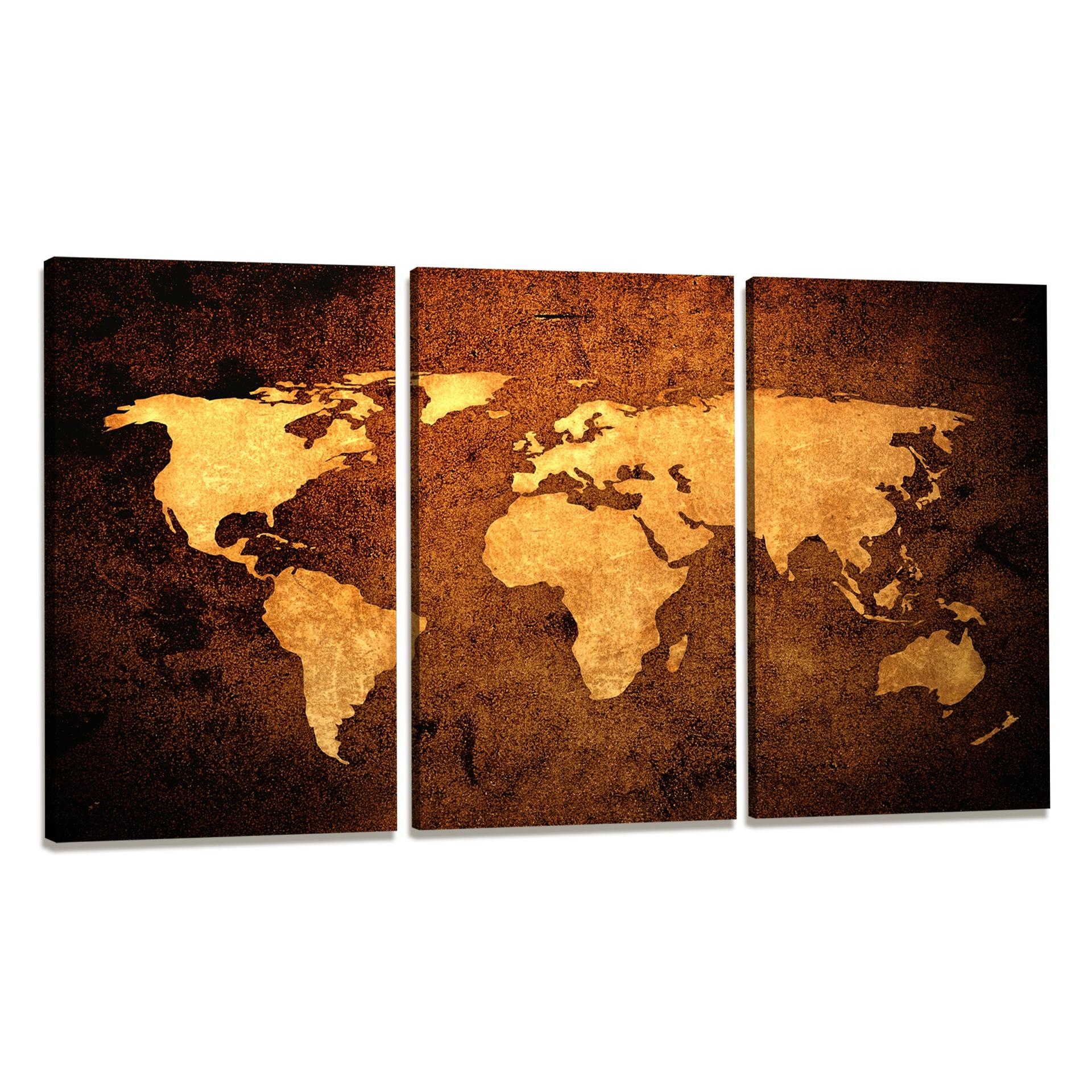 Leinwand Bild fert gerahmt Weltkarte 160cm XXL 3 1162 – Leinwandbild 150x90 cm 3-teilig kaufen