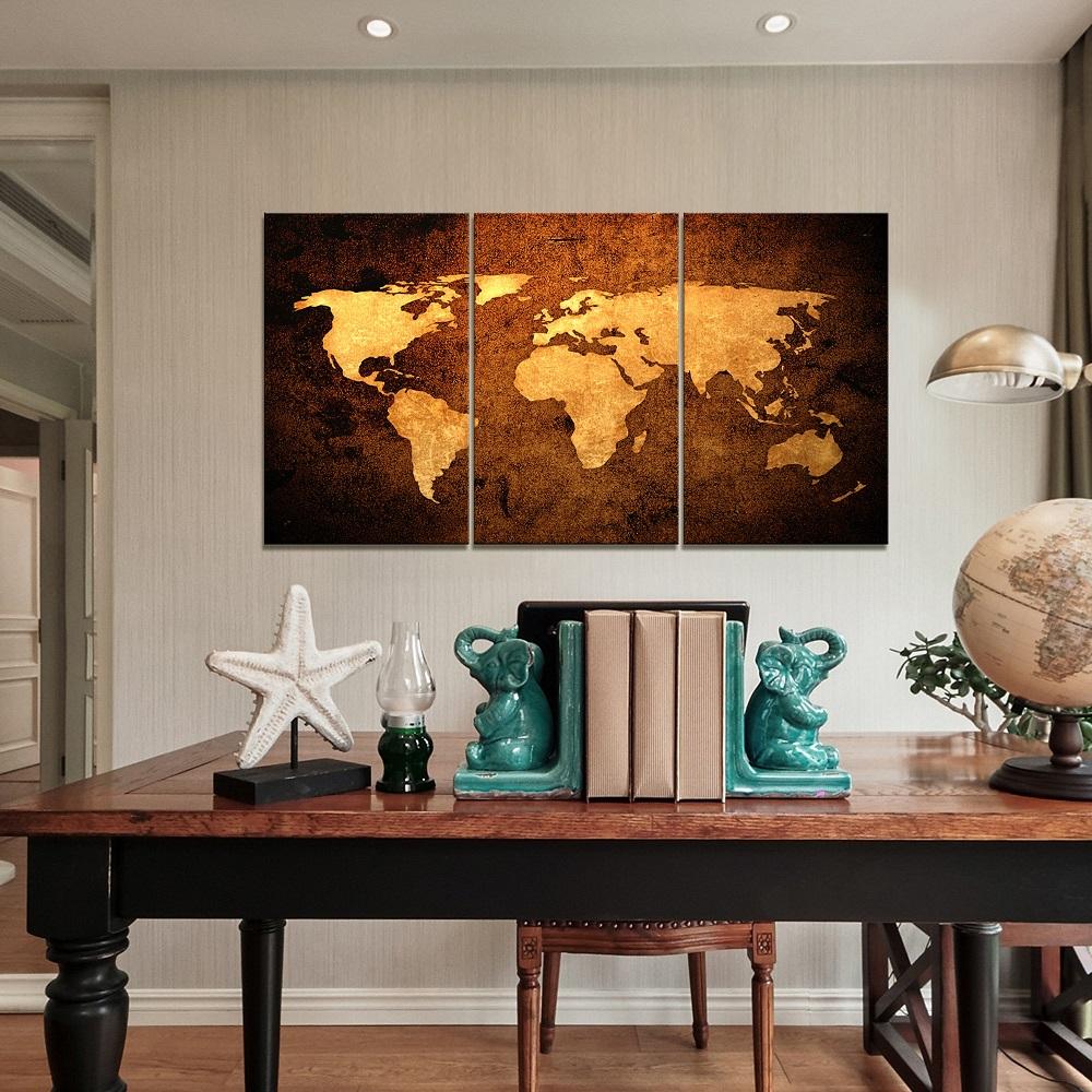 Weltkarte Leinwandbild XXL - 3er Set fertig gerahmt – Ansicht 3