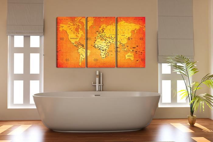 Weltkarte Leinwandbild XXL - 160cm fertig gerahmt – Ansicht 2