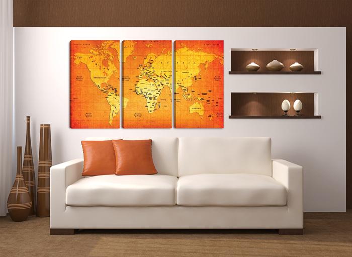 Weltkarte Leinwandbild XXL - 160cm fertig gerahmt – Ansicht 3