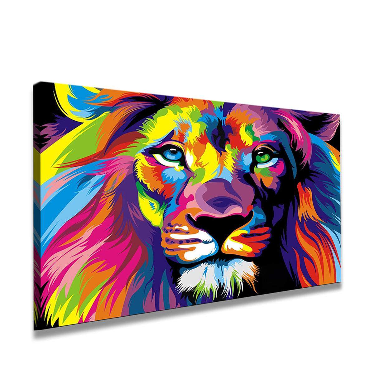 Leinwand Bild fert gerahmt Löwe bunt 80 x 60cm Nr.4001 – Leinwandbild 80x60 cm kaufen