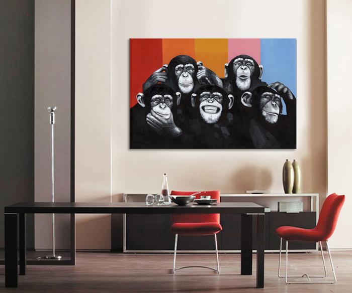 Leinwandbild Affen 80x60 cm - fertig gerahmt – Ansicht 2
