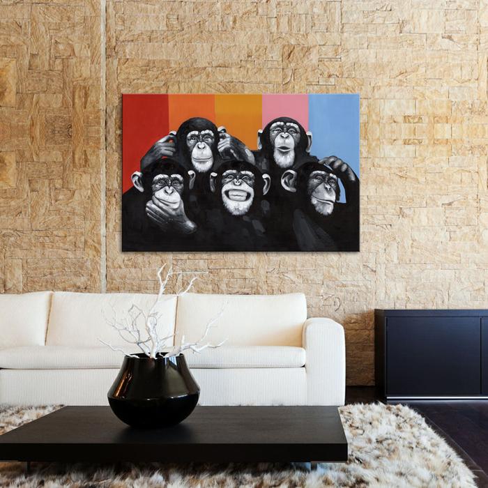 Leinwandbild Affen 80x60 cm - fertig gerahmt – Ansicht 3