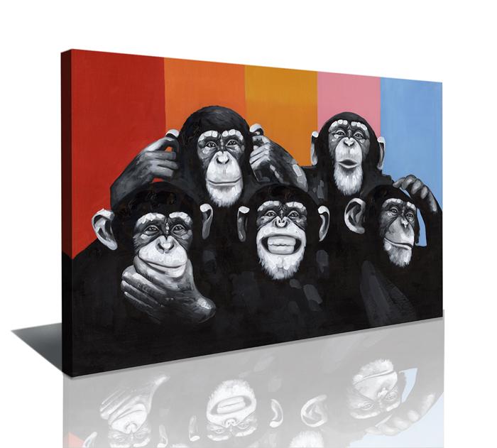 Leinwandbild Affen 80x60 cm - fertig gerahmt – Ansicht 4