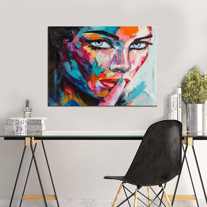 Modernes Leinwandbild Frau Gesicht in bunten Farben – Ansicht 2