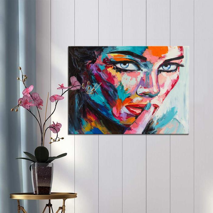 Modernes Leinwandbild Frau Gesicht in bunten Farben – Ansicht 3