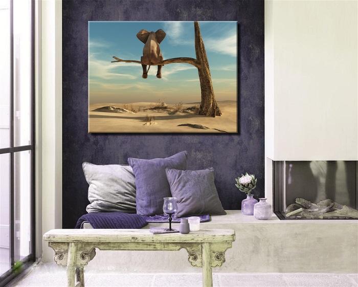 Leinwandbild Elefant auf Baum - Modernes Wandbild 80x60 cm – Ansicht 2
