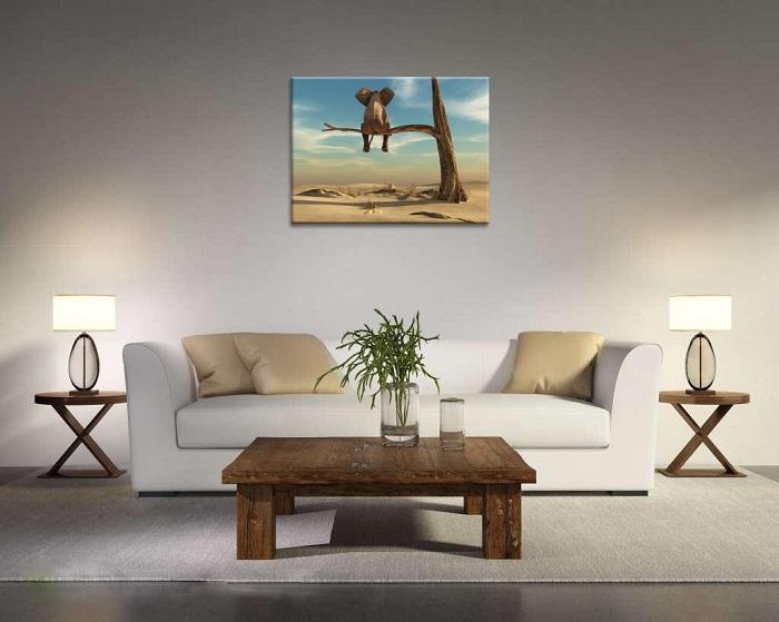 Leinwandbild Elefant auf Baum - Modernes Wandbild 80x60 cm – Ansicht 3