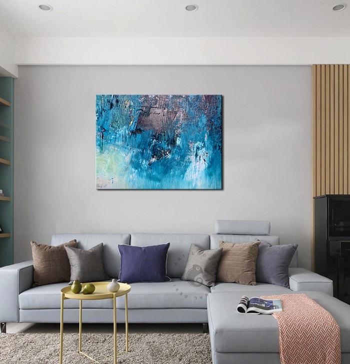 Leinwand Bild fert gerahmt abstrakt blau 80 x 60 cm Nr.4012 – Ansicht 2