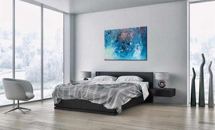 Leinwand Bild fert gerahmt abstrakt blau 80 x 60 cm Nr.4012 – Ansicht 3