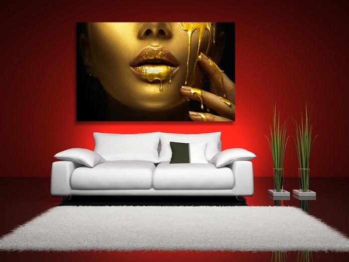 Goldenes Gesicht Leinwandbild - moderne Wanddeko für Ihr Zuhause – Ansicht 2
