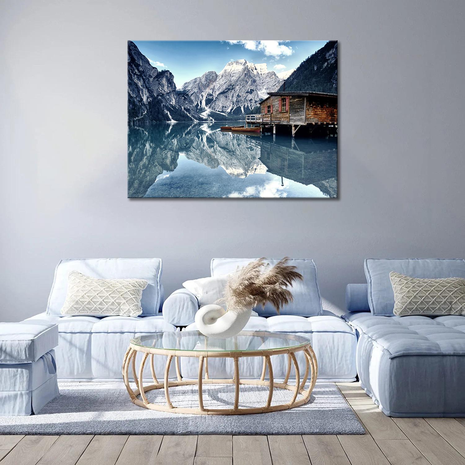 Leinwandbild Bergsee – Naturmotiv für Wohnzimmer und Schlafzimmer – Ansicht 19