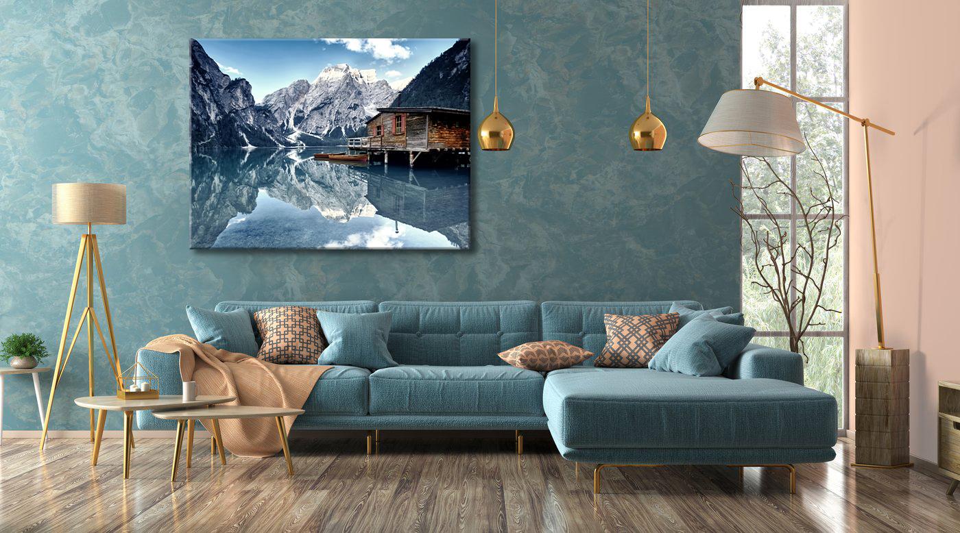 Leinwandbild Bergsee – Naturmotiv für Wohnzimmer und Schlafzimmer – Ansicht 3