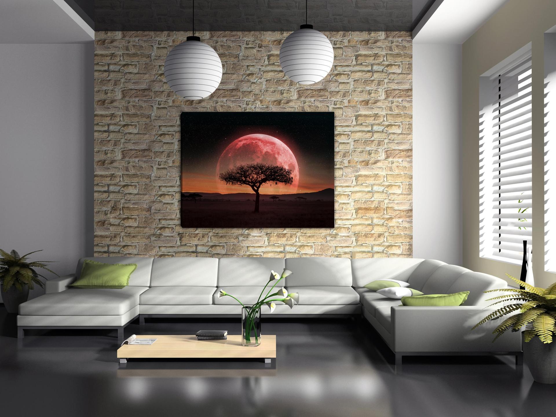 Leinwand Bild roter Mond mit Baum 80 x 60 cm Nr.4031 – Ansicht 2