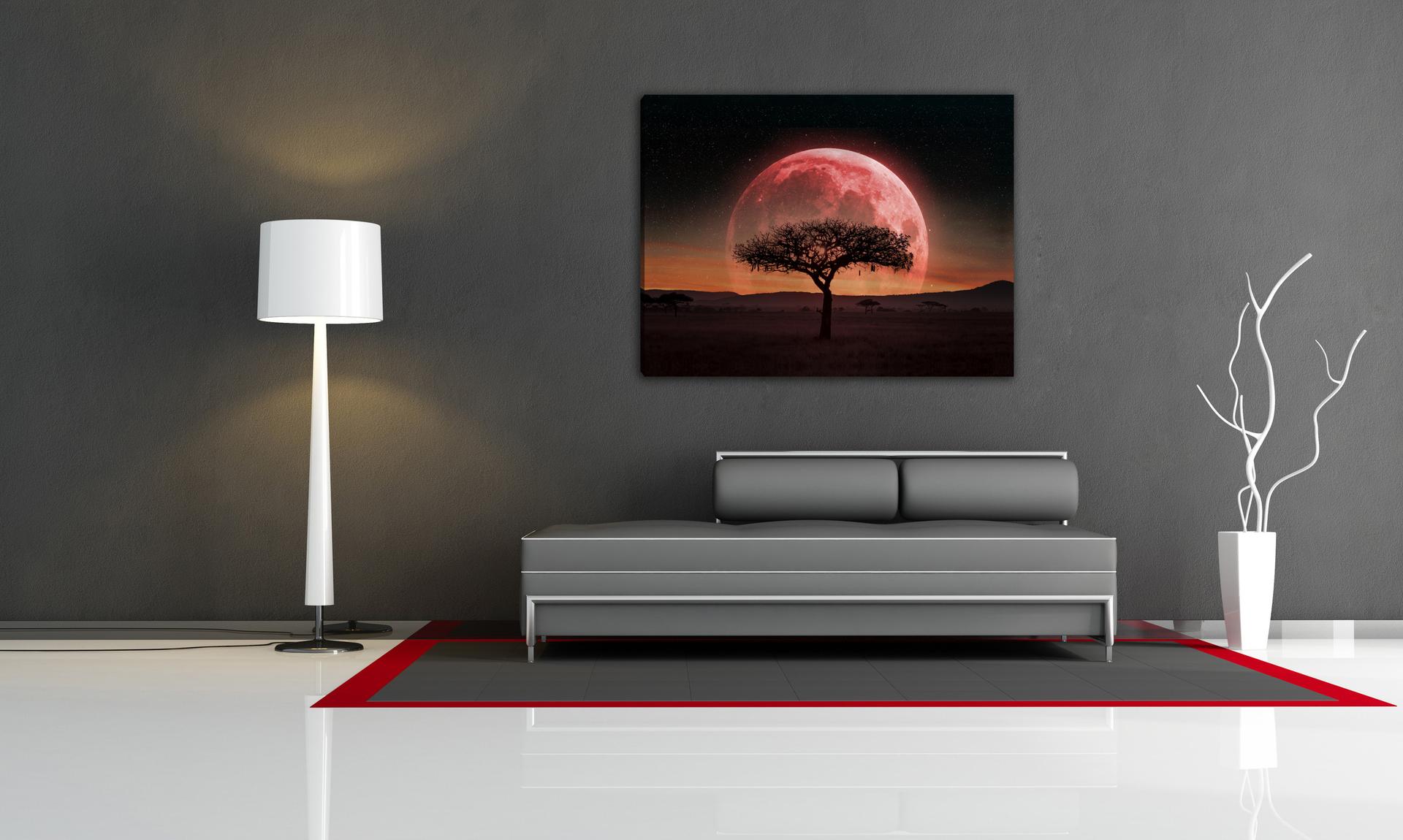 Leinwand Bild roter Mond mit Baum 80 x 60 cm Nr.4031 – Ansicht 3