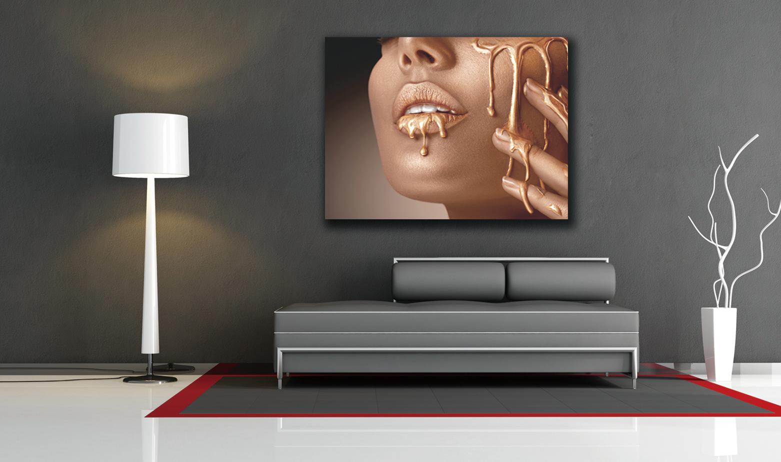 Leinwandbild Goldenes Gesicht - Moderne Wandkunst 80x60 cm – Ansicht 2