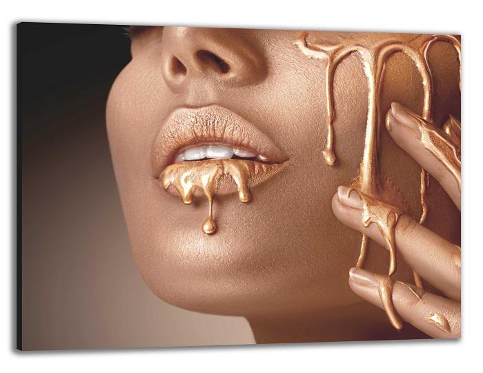 Leinwandbild Goldenes Gesicht - Moderne Wandkunst 80x60 cm – Ansicht 4