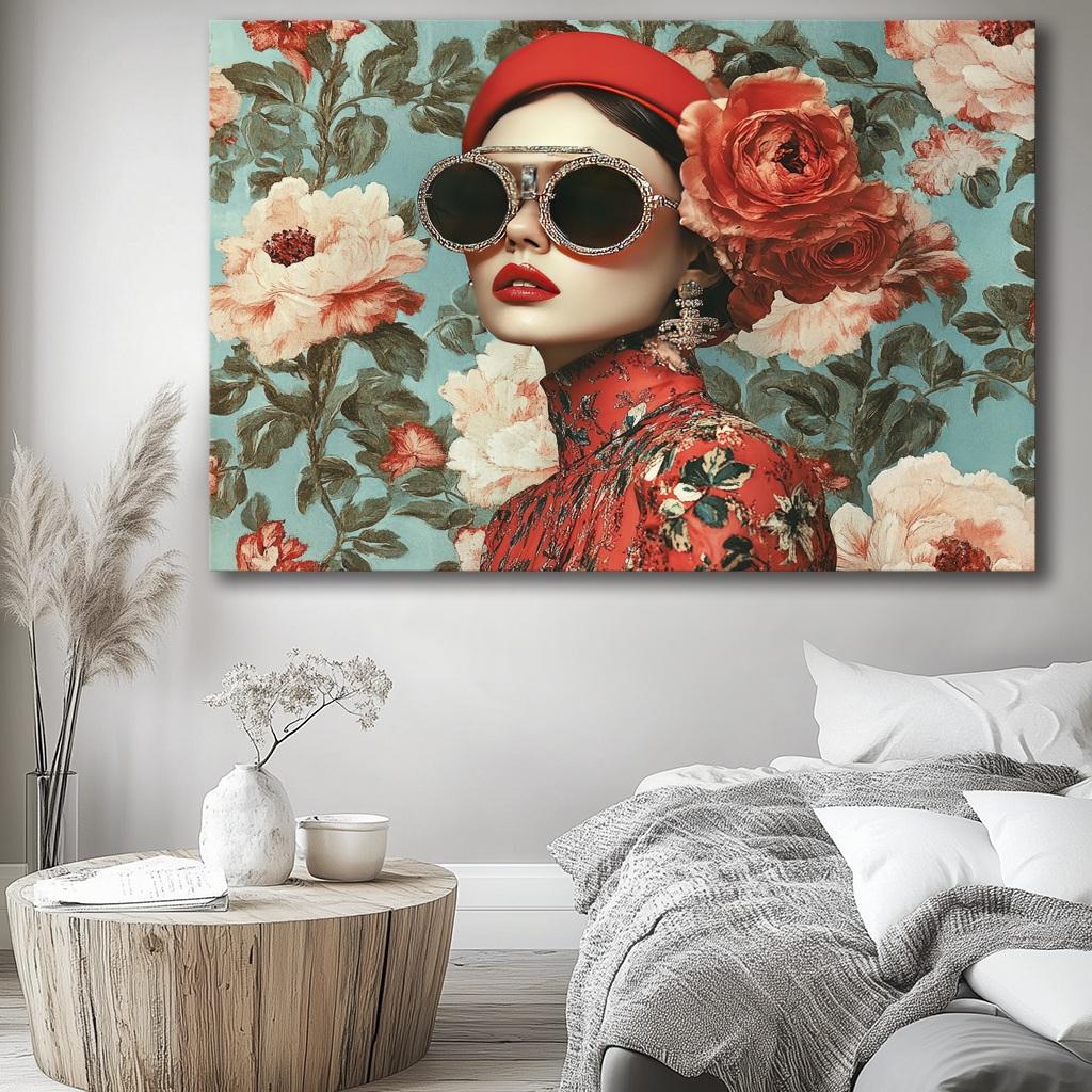 Wandbild Frau bunt Brille 80x60 cm Nr. 4037 Leinwandbild – Ansicht 7