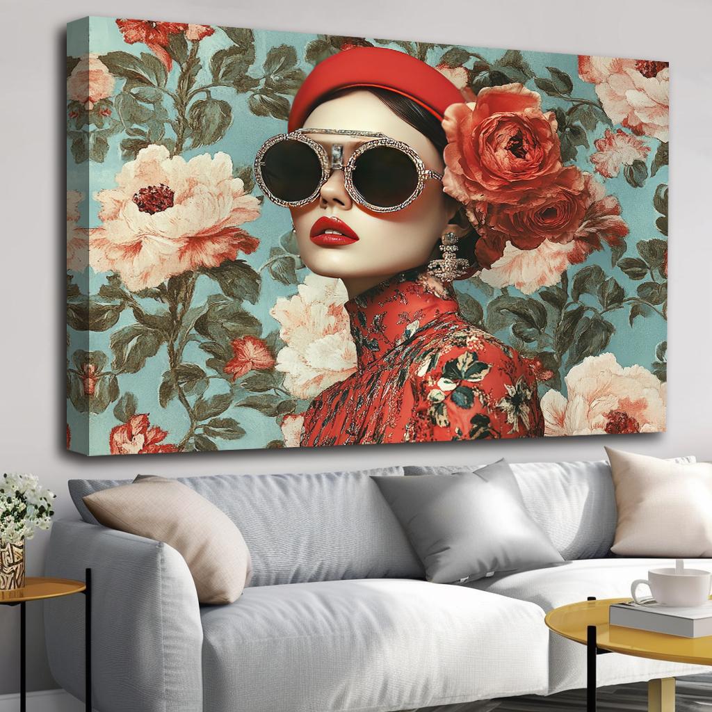 Wandbild Frau bunt Brille 80x60 cm Nr. 4037 Leinwandbild – Ansicht 8
