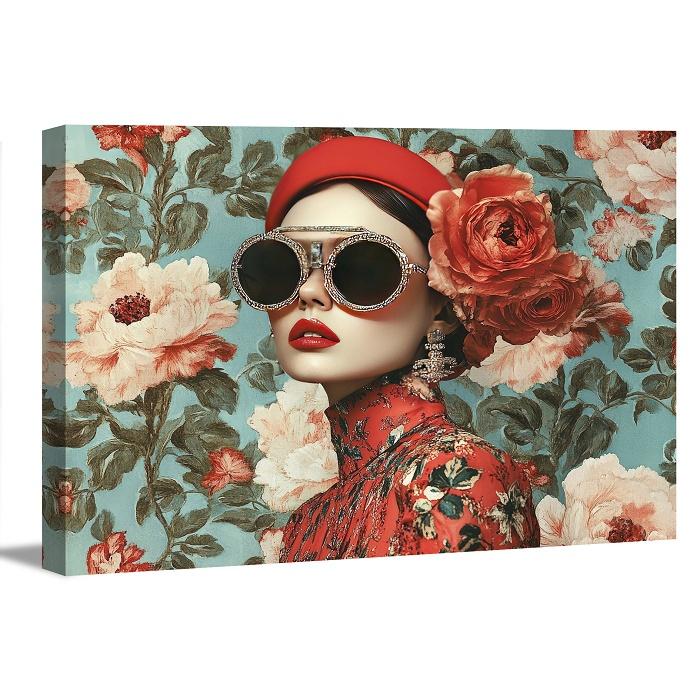Wandbild Frau bunt Brille 80x60 cm Nr. 4037 Leinwandbild – Ansicht 9