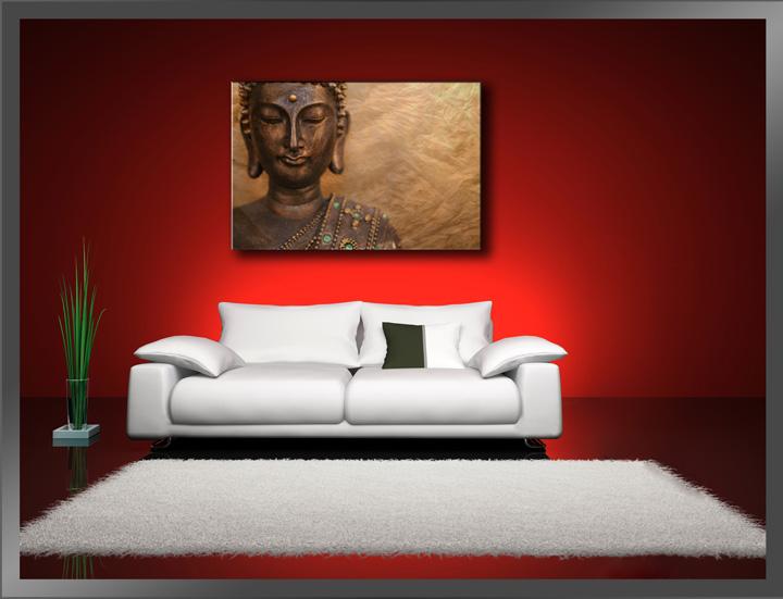 Buddha Leinwandbild 80cm fertig gerahmt – Ansicht 2
