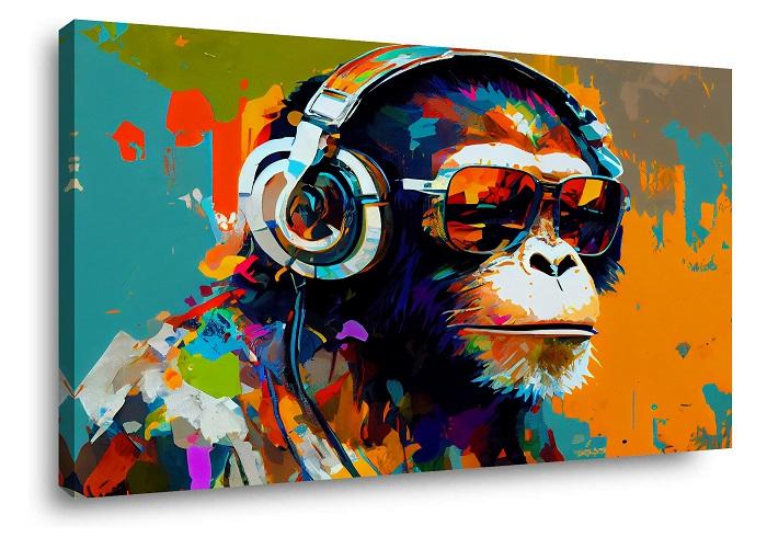 Leinwandbild Affe mit Kopfhörer – modernes Pop-Art Wandbild – Ansicht 4