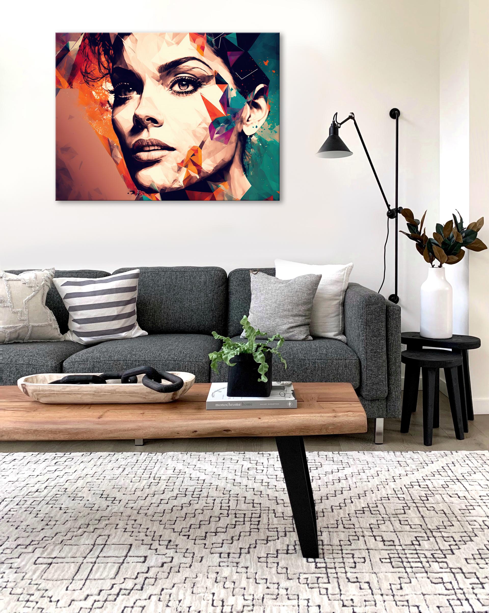 Leinwandbild Frau mit buntem Gesicht – modernes Wandbild 80x60 cm – Ansicht 3