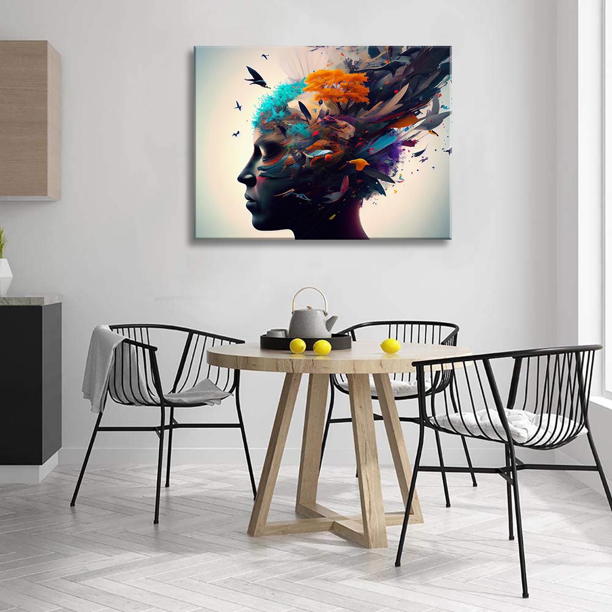 Buntes Leinwandbild mit abstraktem Gesichtsmotiv 80x60 cm – Ansicht 3