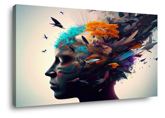 Buntes Leinwandbild mit abstraktem Gesichtsmotiv 80x60 cm – Ansicht 4