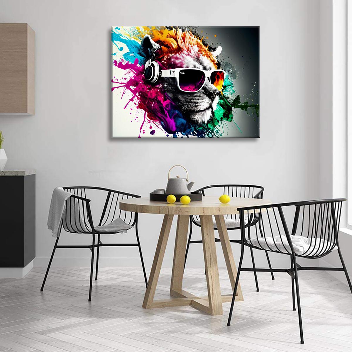 Leinwandbild Löwe mit Sonnenbrille – modernes Wandbild für Ihr Zuhause – Ansicht 3