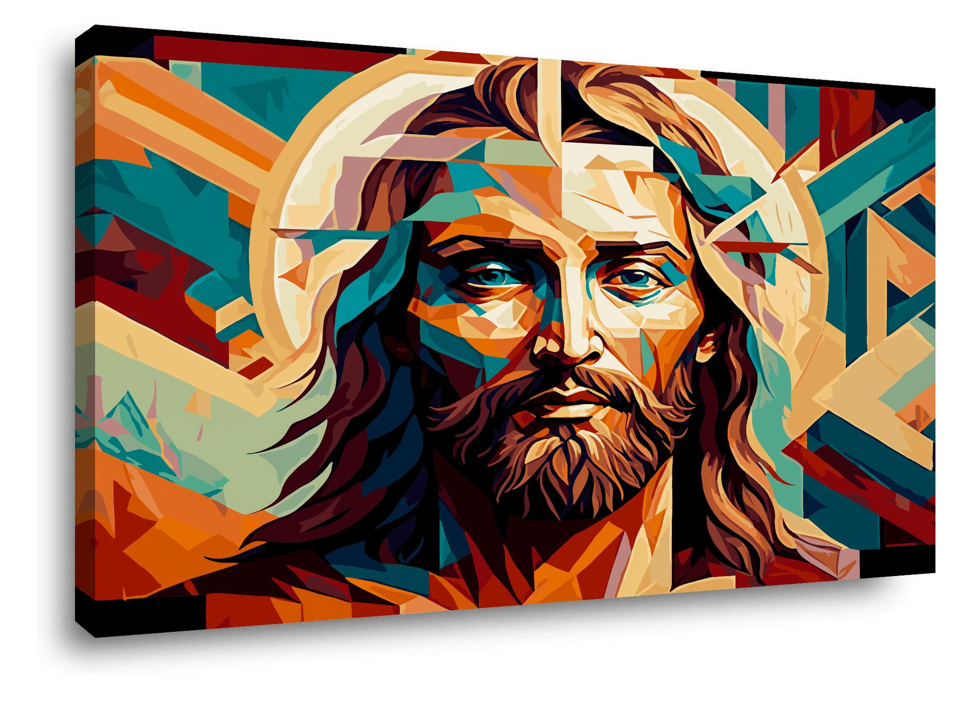 Modernes Leinwandbild Jesus in bunten Farben – 80 x 60 cm