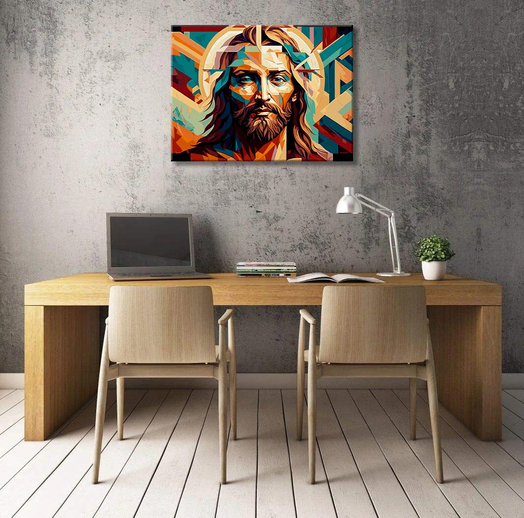 Modernes Leinwandbild Jesus in bunten Farben – 80 x 60 cm – Ansicht 2