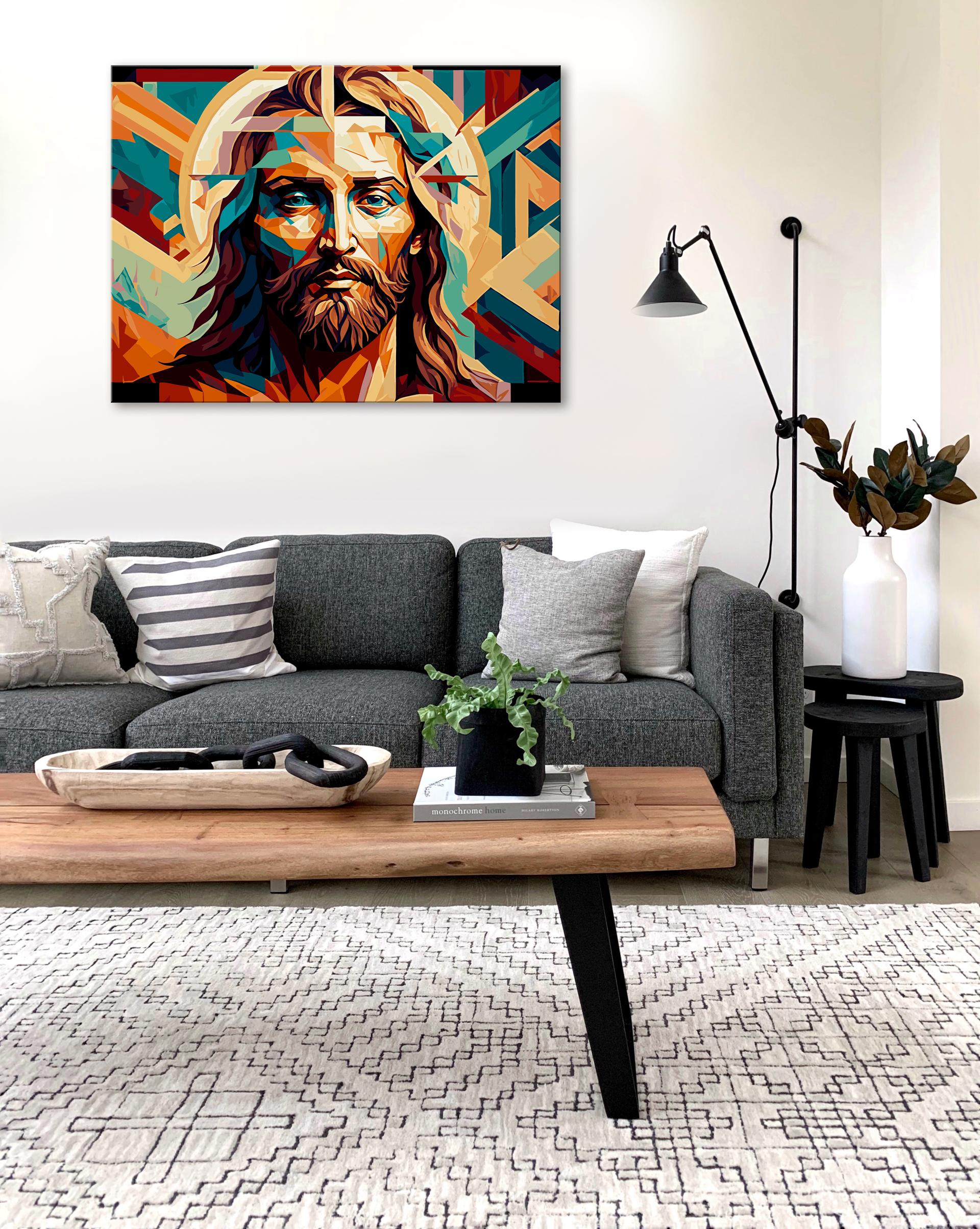 Modernes Leinwandbild Jesus in bunten Farben – 80 x 60 cm – Ansicht 3