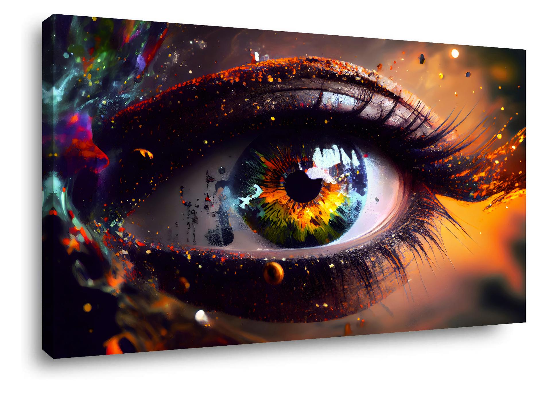 Buntes Auge Leinwandbild 80x60 cm – moderne Wanddeko