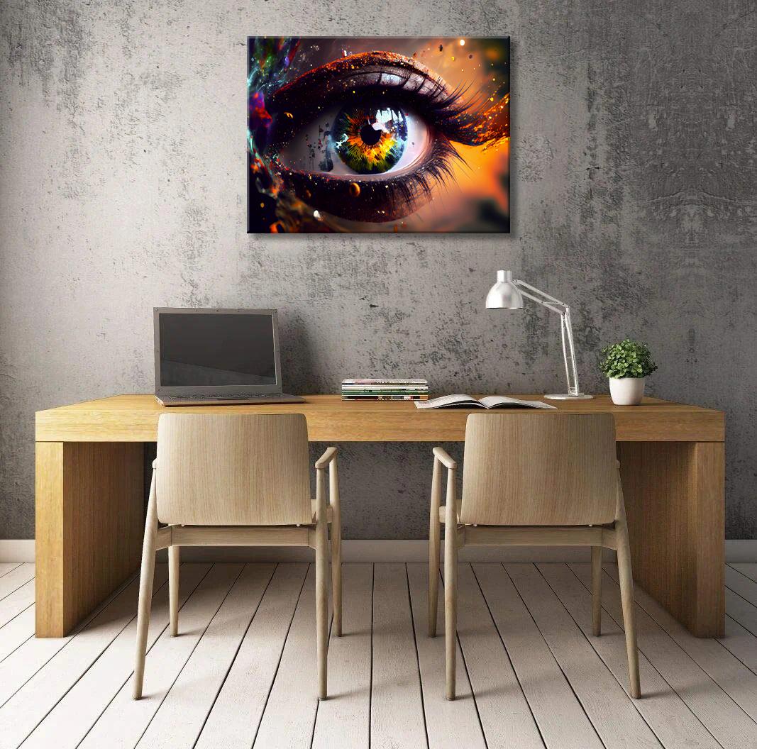 Buntes Auge Leinwandbild 80x60 cm – moderne Wanddeko – Ansicht 2
