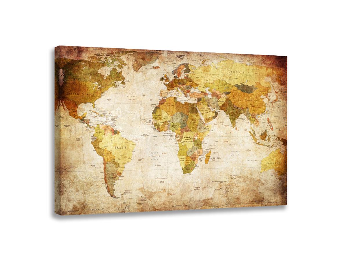 Leinwand Bild fert gerahmt Weltkarte 80cm XXL 3 4139 – Leinwandbild 80x60 cm kaufen