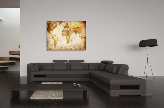 Leinwandbild Weltkarte 80cm XXL mit Vintage Charme – Ansicht 2