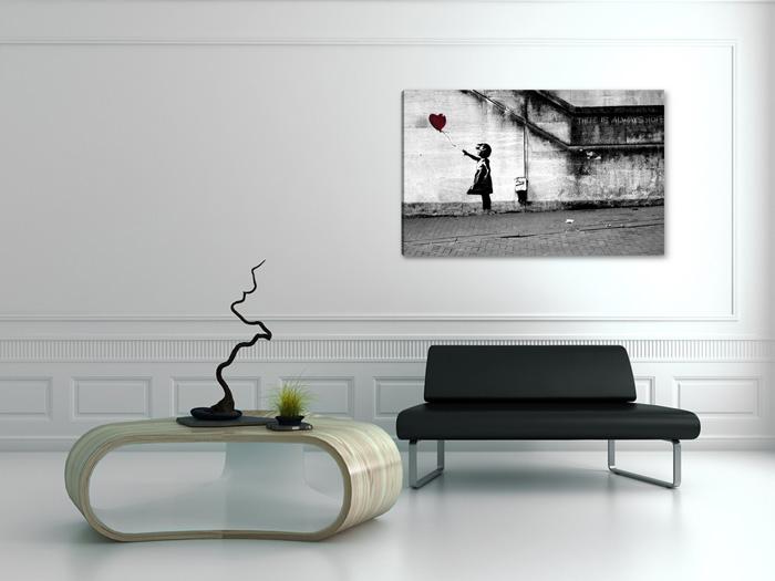 Banksy Leinwandbild Mädchen mit rotem Ballon - 80x60 cm – Ansicht 2
