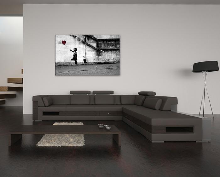 Banksy Leinwandbild Mädchen mit rotem Ballon - 80x60 cm – Ansicht 3