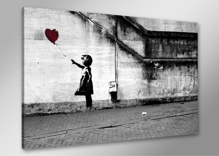 Banksy Leinwandbild Mädchen mit rotem Ballon - 80x60 cm – Ansicht 4