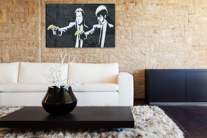 Banksy Leinwandbild fertig gerahmt - 80x60 cm – Ansicht 2