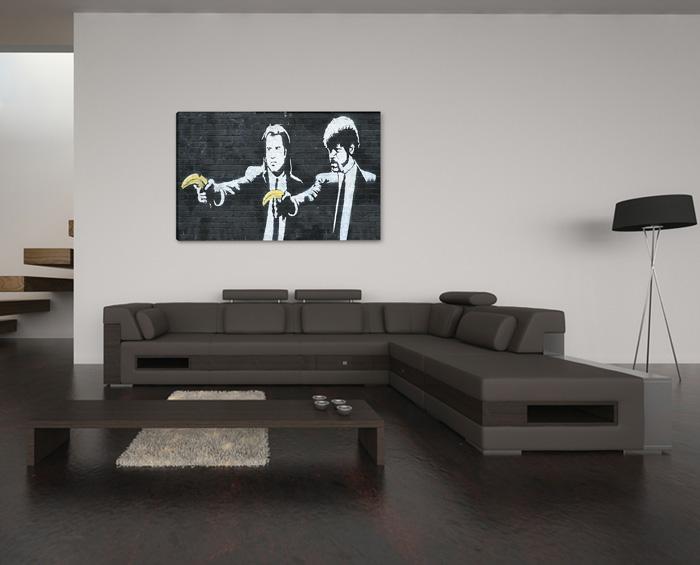 Banksy Leinwandbild fertig gerahmt - 80x60 cm – Ansicht 3